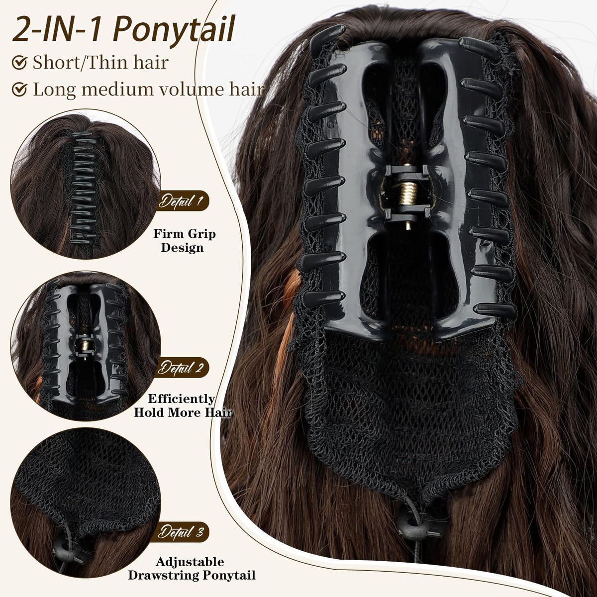 ORSUNCER ponytail extension displayed in packaging