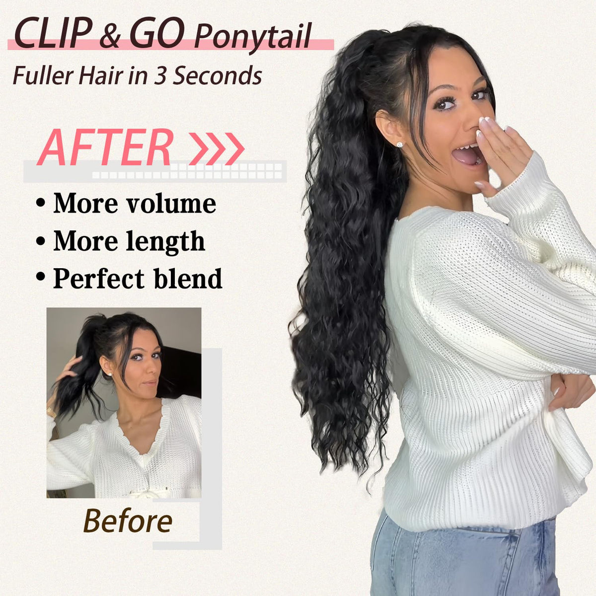 ORSUNCER ponytail extension in red color