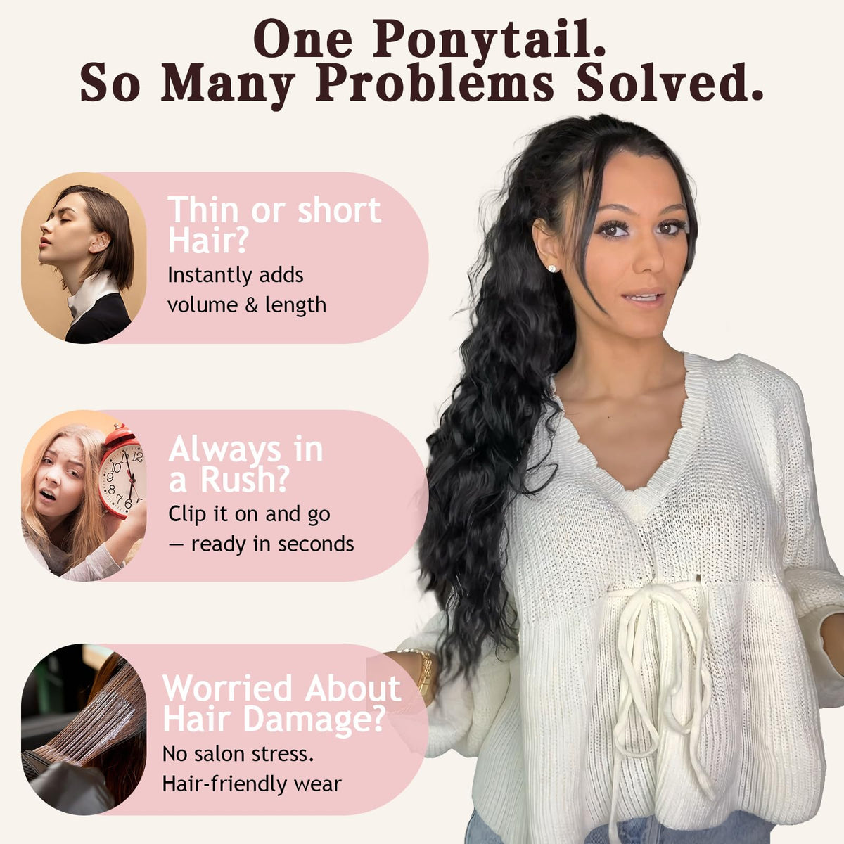 ORSUNCER Ponytail Extension in use at a wedding