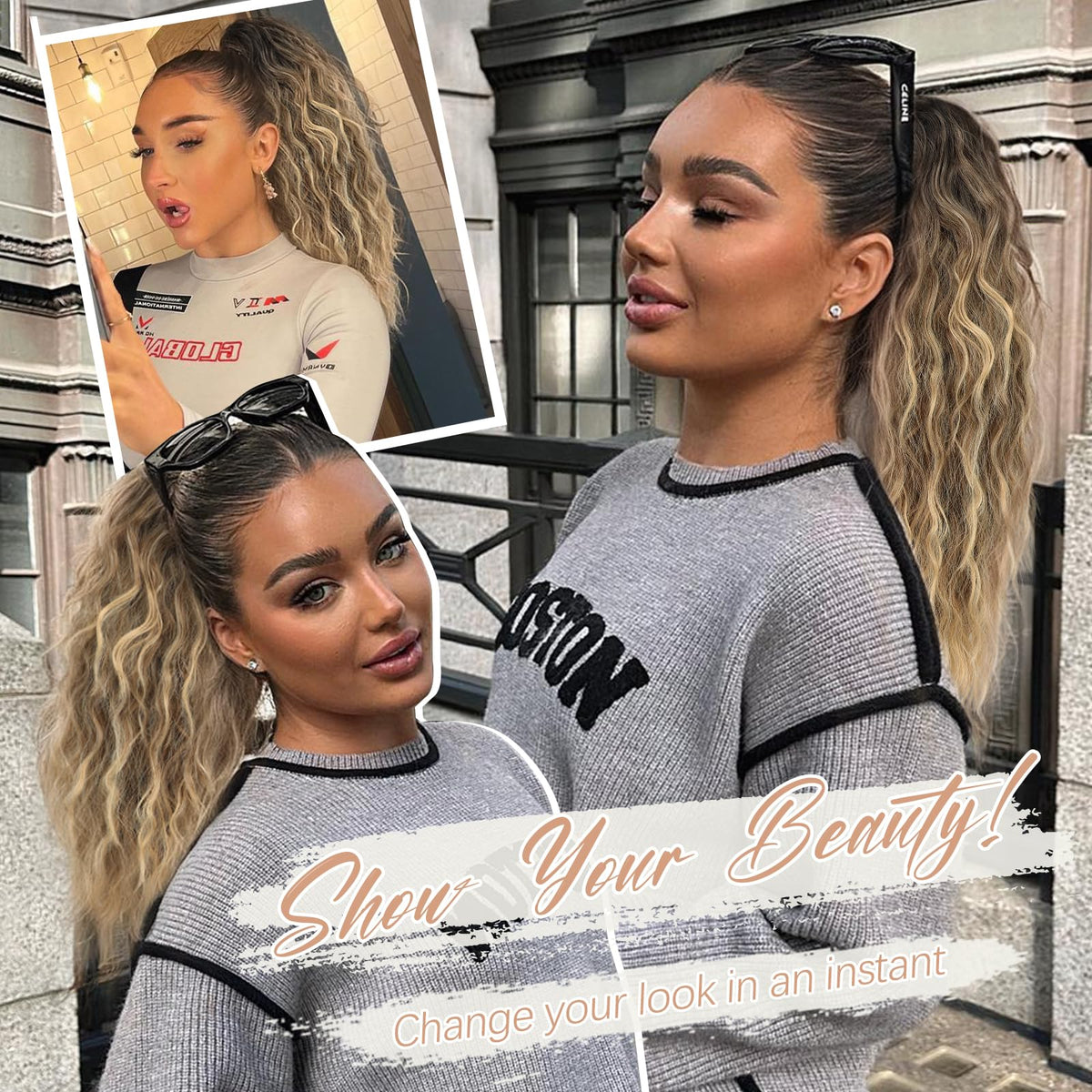 ORSUNCER ponytail extension packaging front