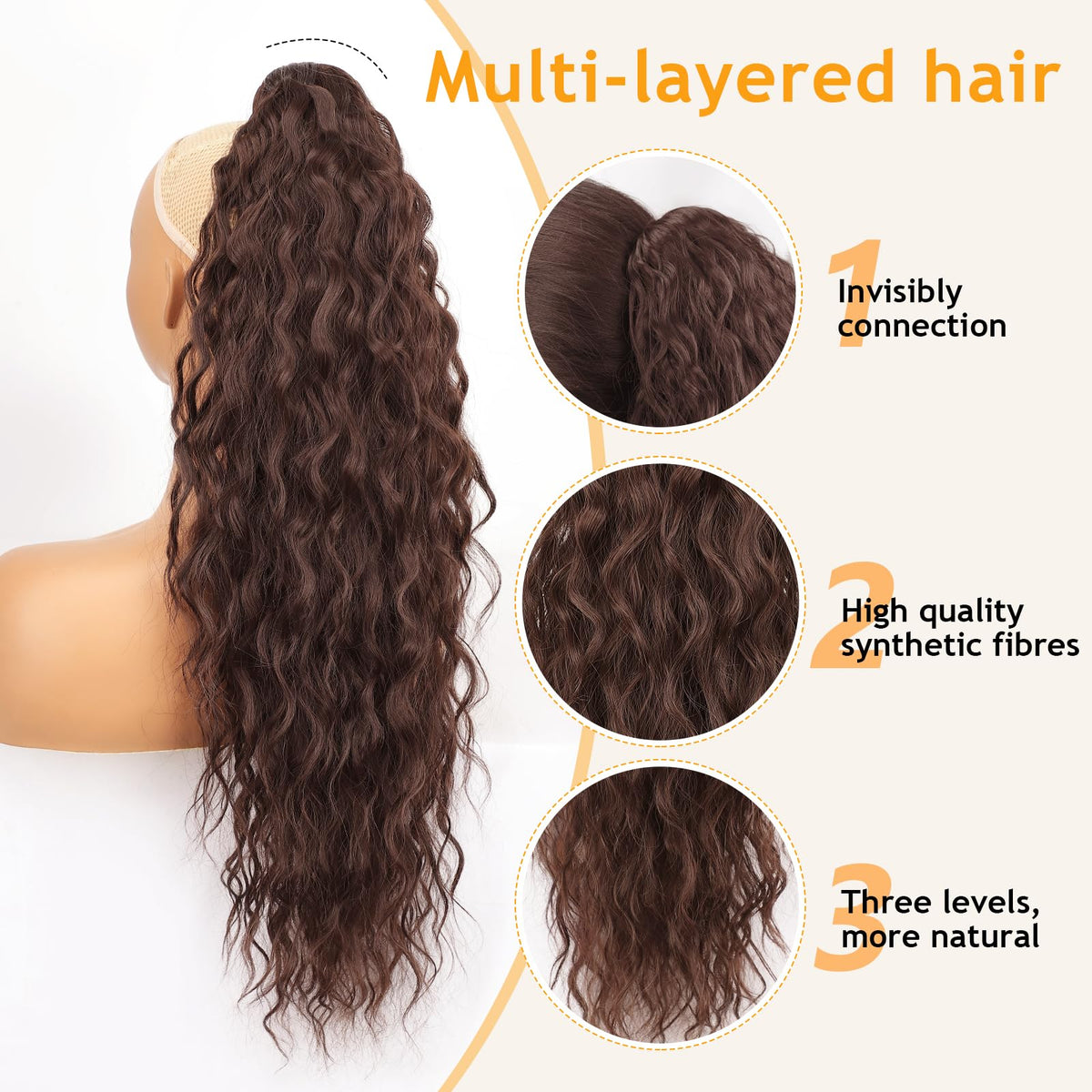 ORSUNCER ponytail extension showing claw clip