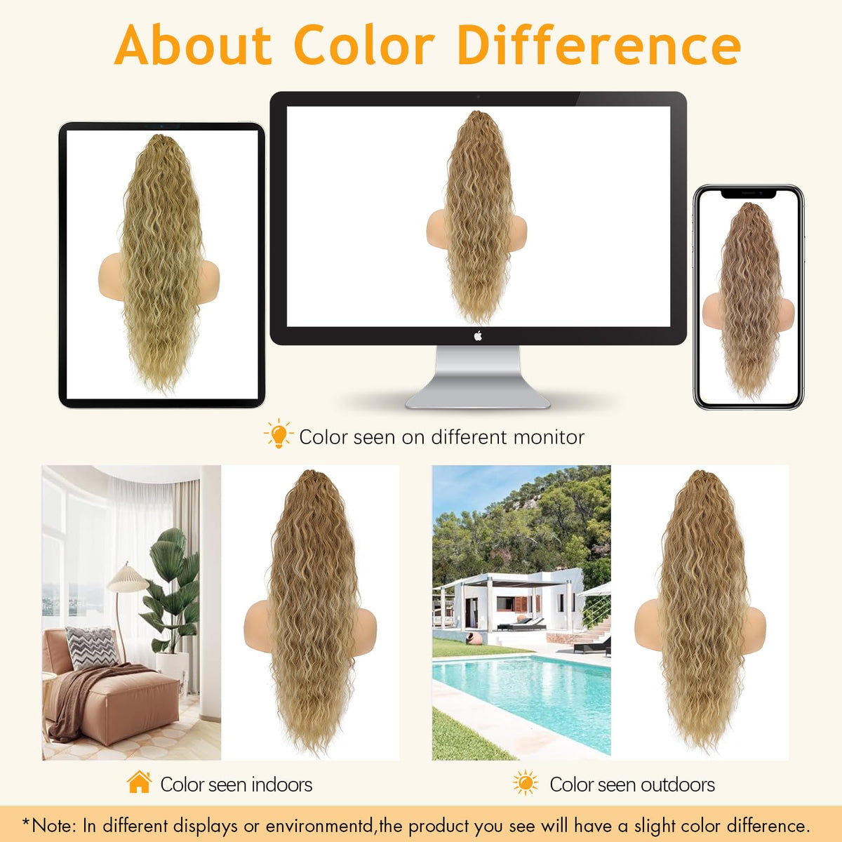 ORSUNCER ponytail extension showing its soft texture