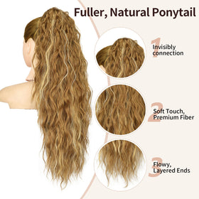 ORSUNCER ponytail extension side view showing claw clip