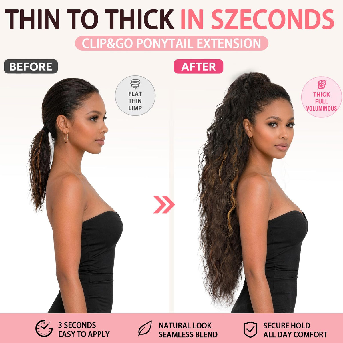 ORSUNCER ponytail extension styled in a wavy look