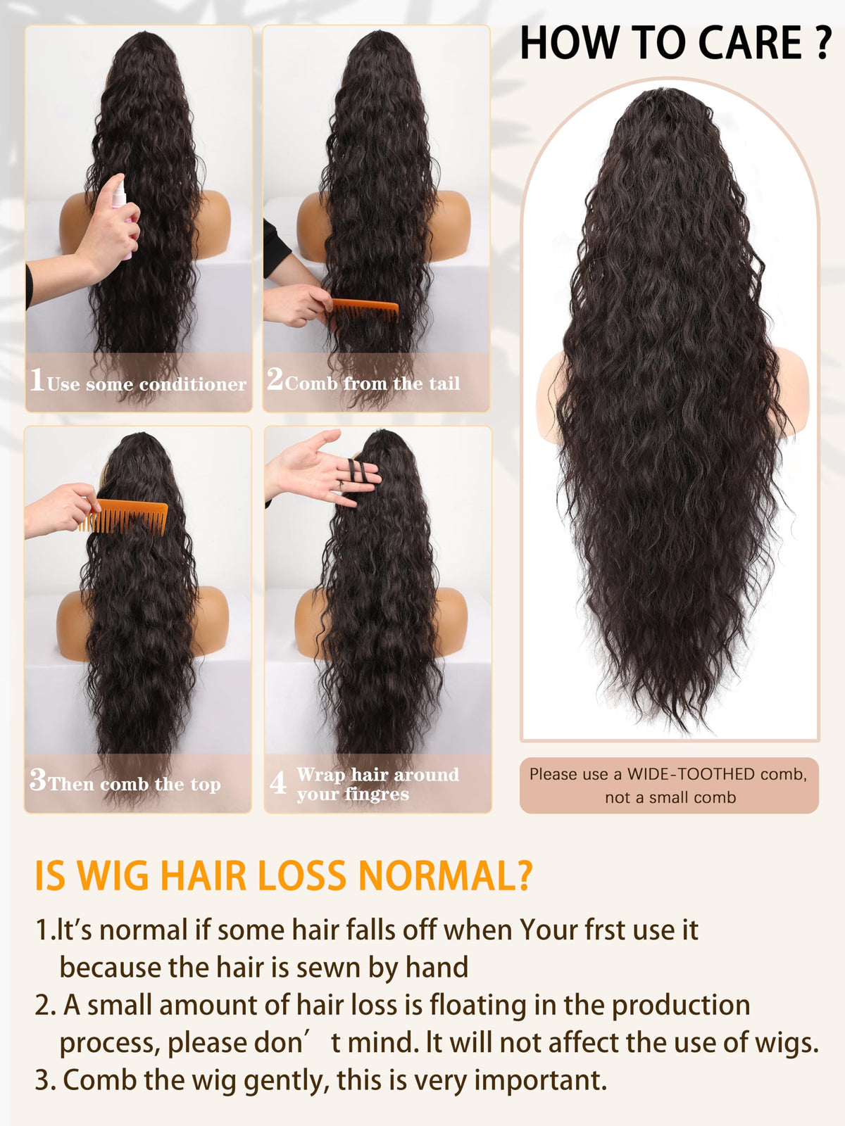 ORSUNCER ponytail extension texture detail
