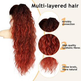 ORSUNCER Wavy Ponytail Extension 30-inch curly texture close-up