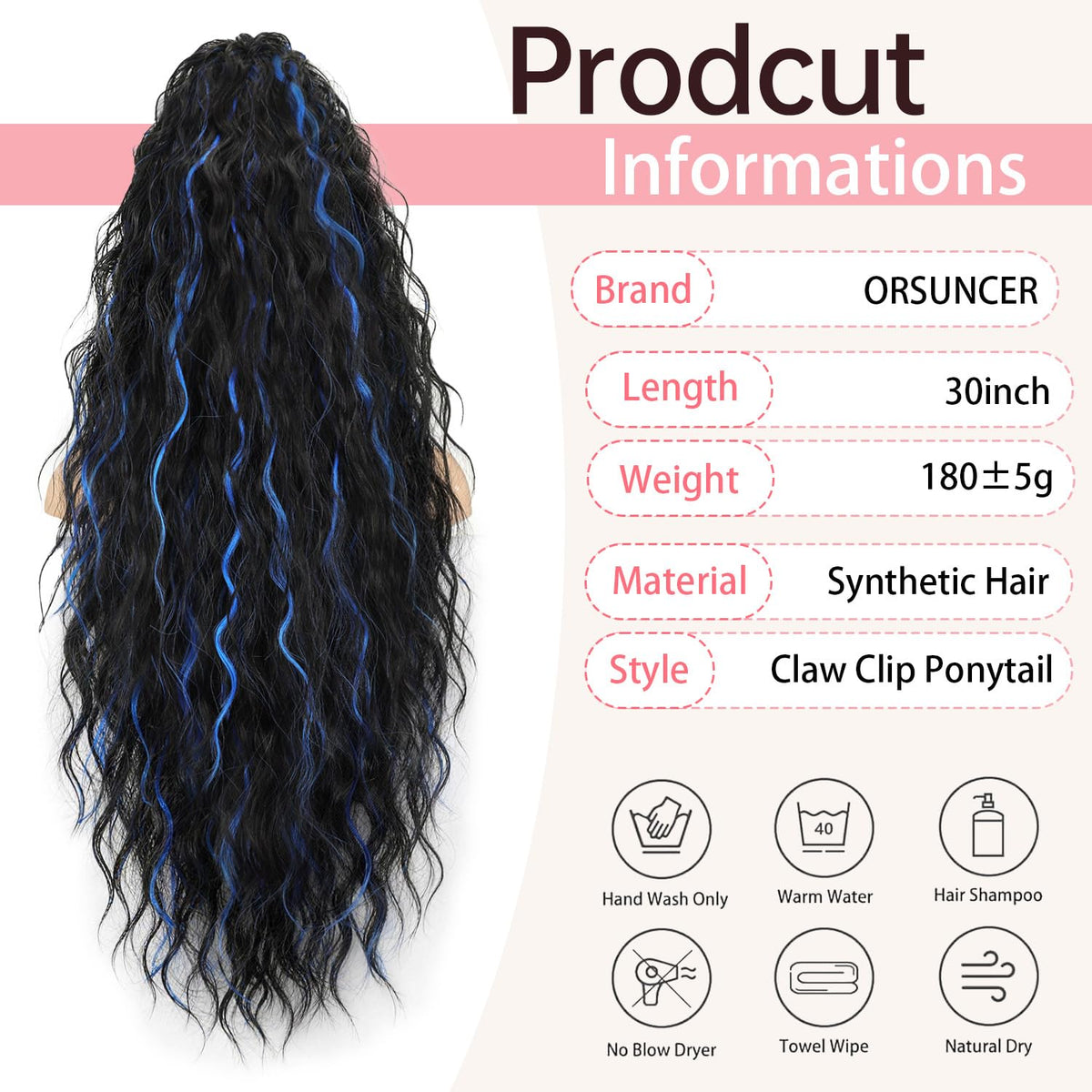 ORSUNCER Wavy Ponytail Extension styled in a casual look