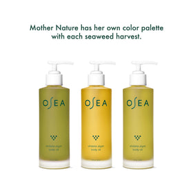 OSEA Undaria Algae Body Oil on a wooden surface