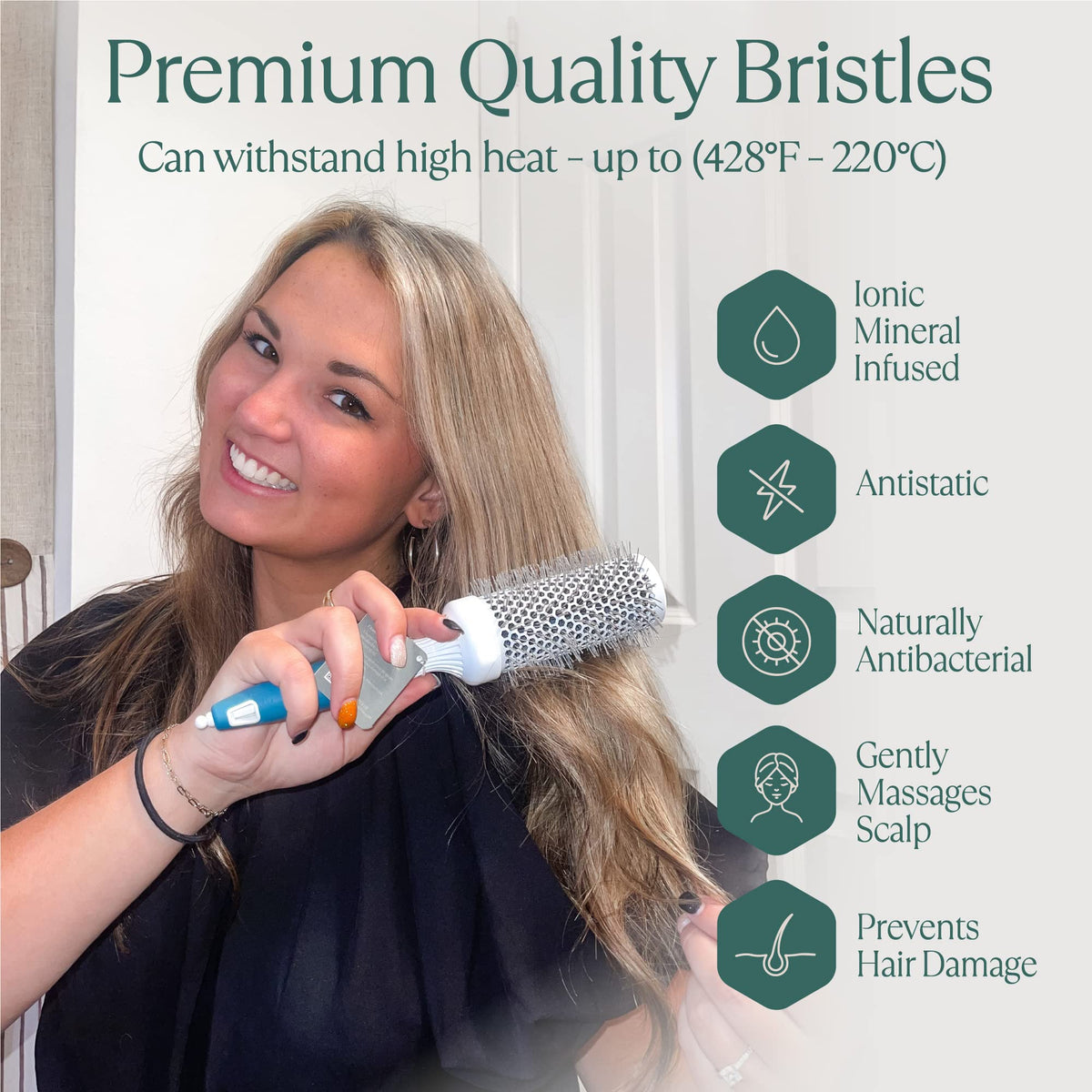 Osensia 1.7 inch round brush designed for adding volume