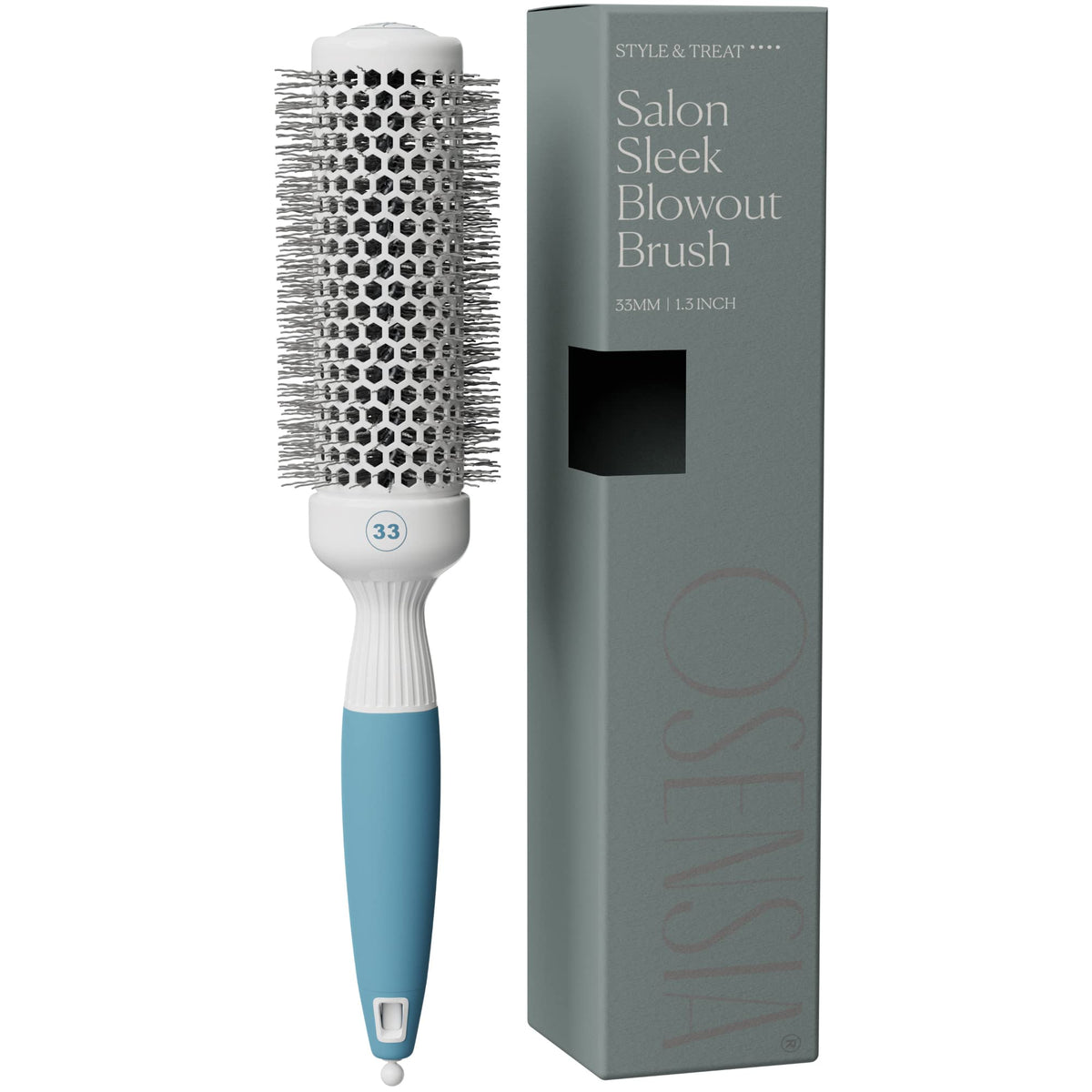 Osensia round brush for blow drying front view with ceramic barrel