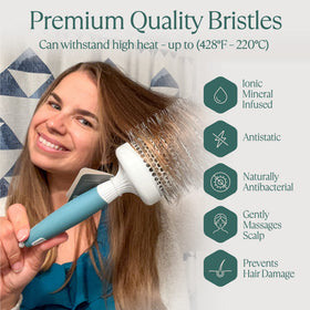 Osensia round brush set displayed with travel bag