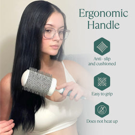 Osensia round brush set in use on long hair