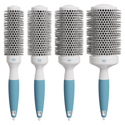 Osensia Round Brush Set with four different barrel sizes and travel bag