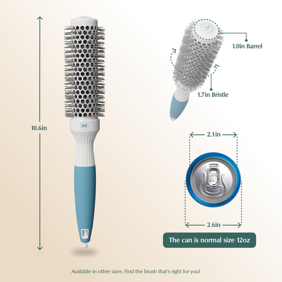 Osensia Round Brush showcasing ceramic barrel and bristles