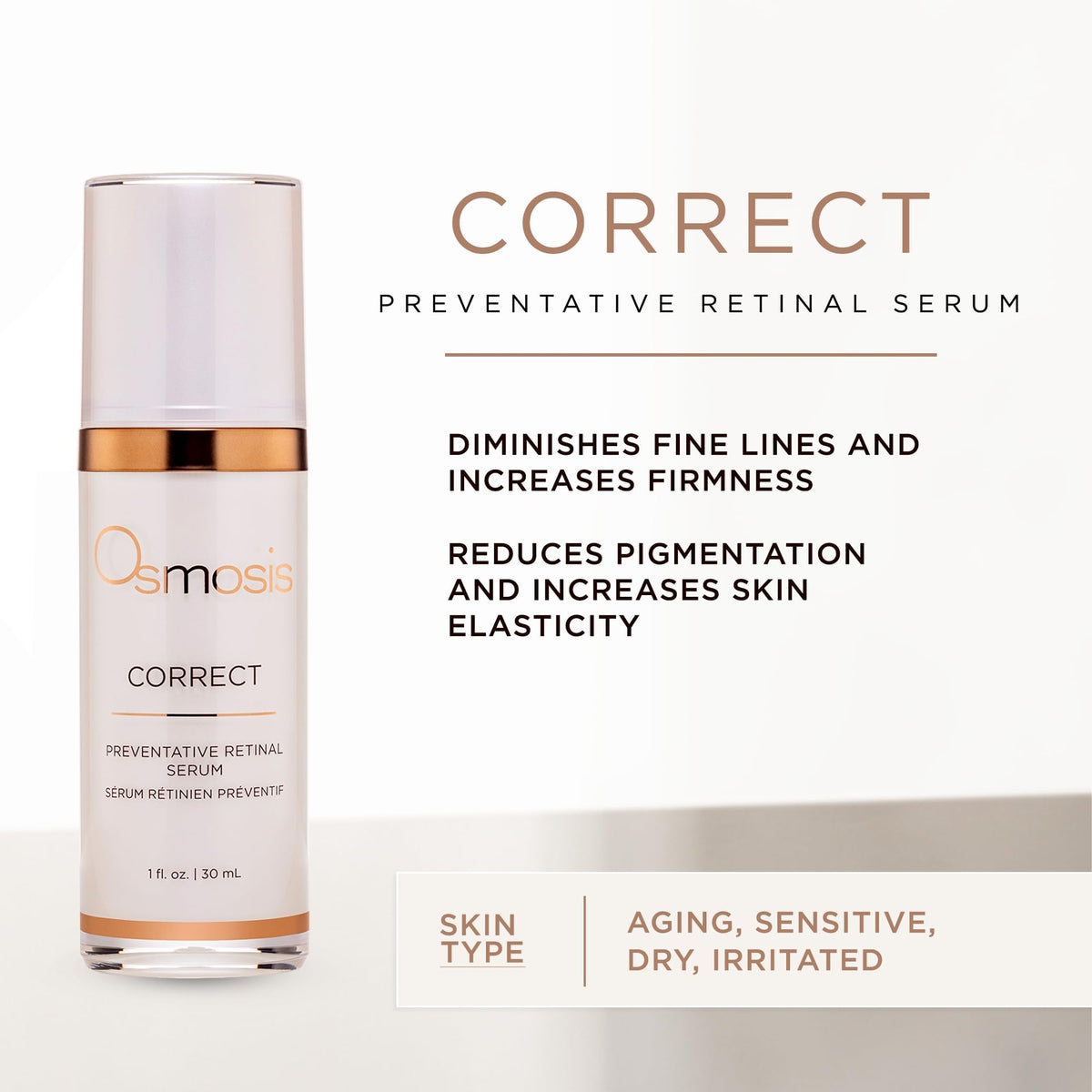 OSMOSIS Correct Retinal Serum bottle with dropper