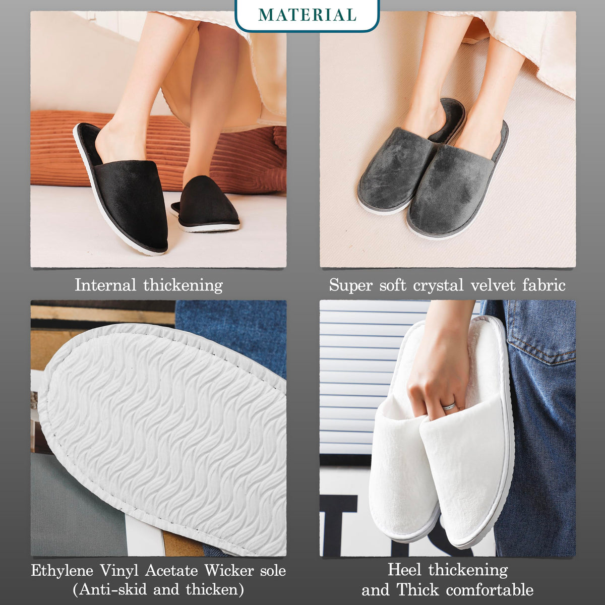 OSTADARRA spa slippers arranged for a family gathering