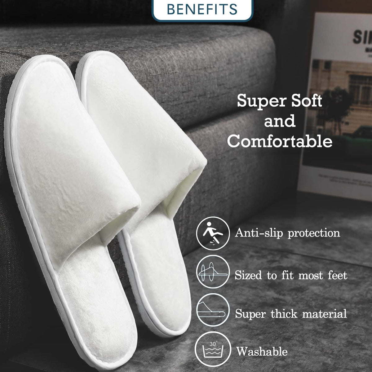 OSTADARRA Spa Slippers displayed with packaging