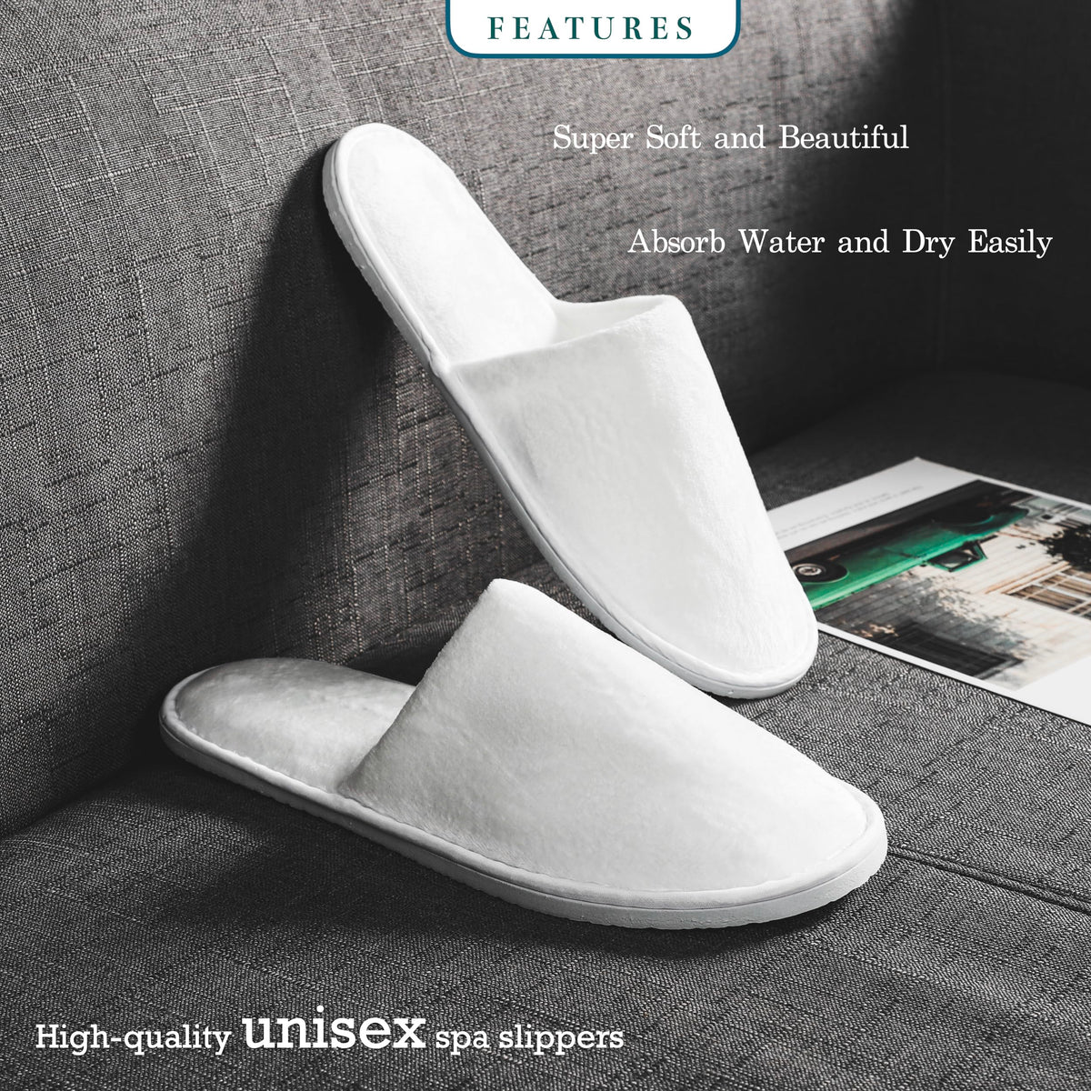 OSTADARRA spa slippers displayed with spa accessories