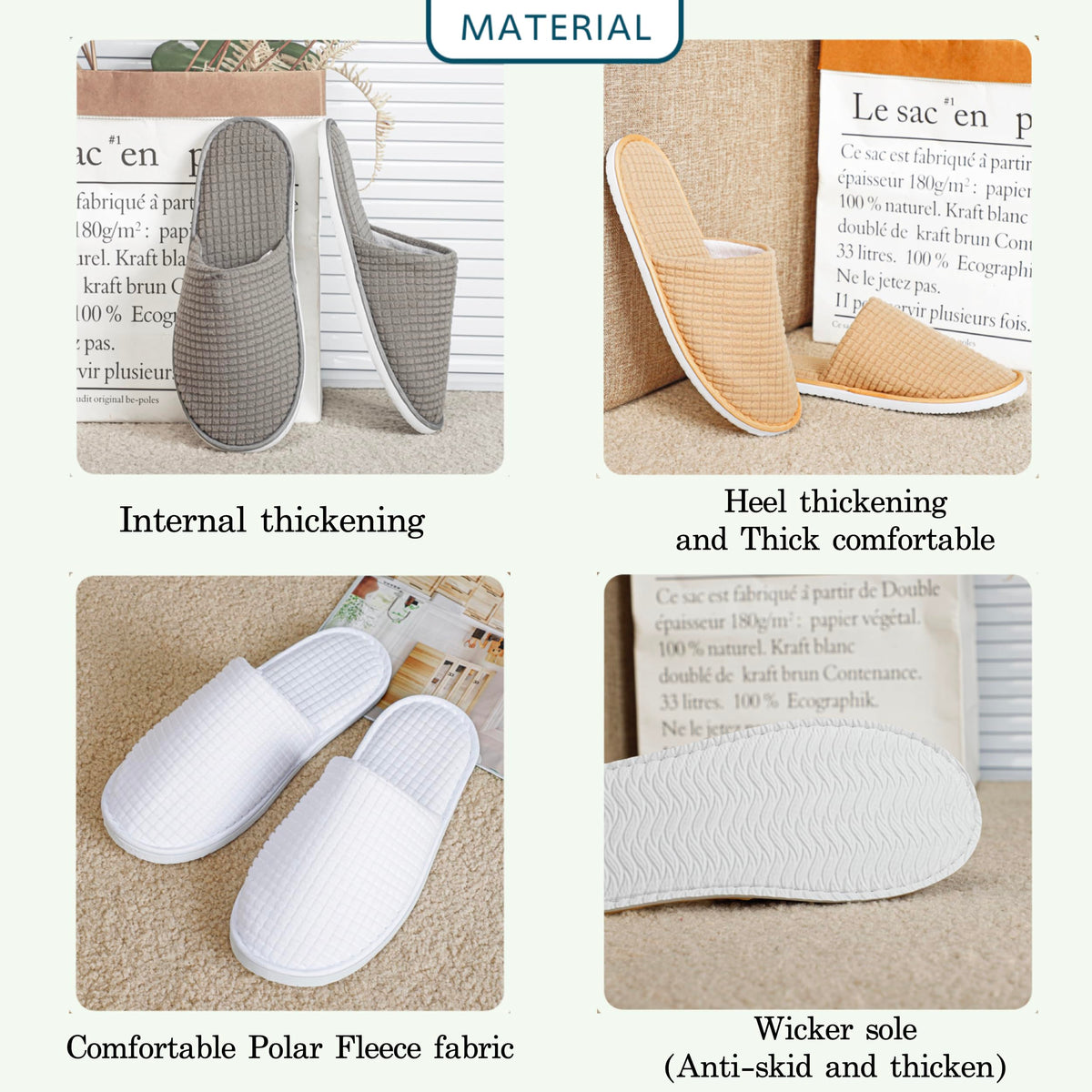 OSTADARRA spa slippers laid out on a bathroom floor