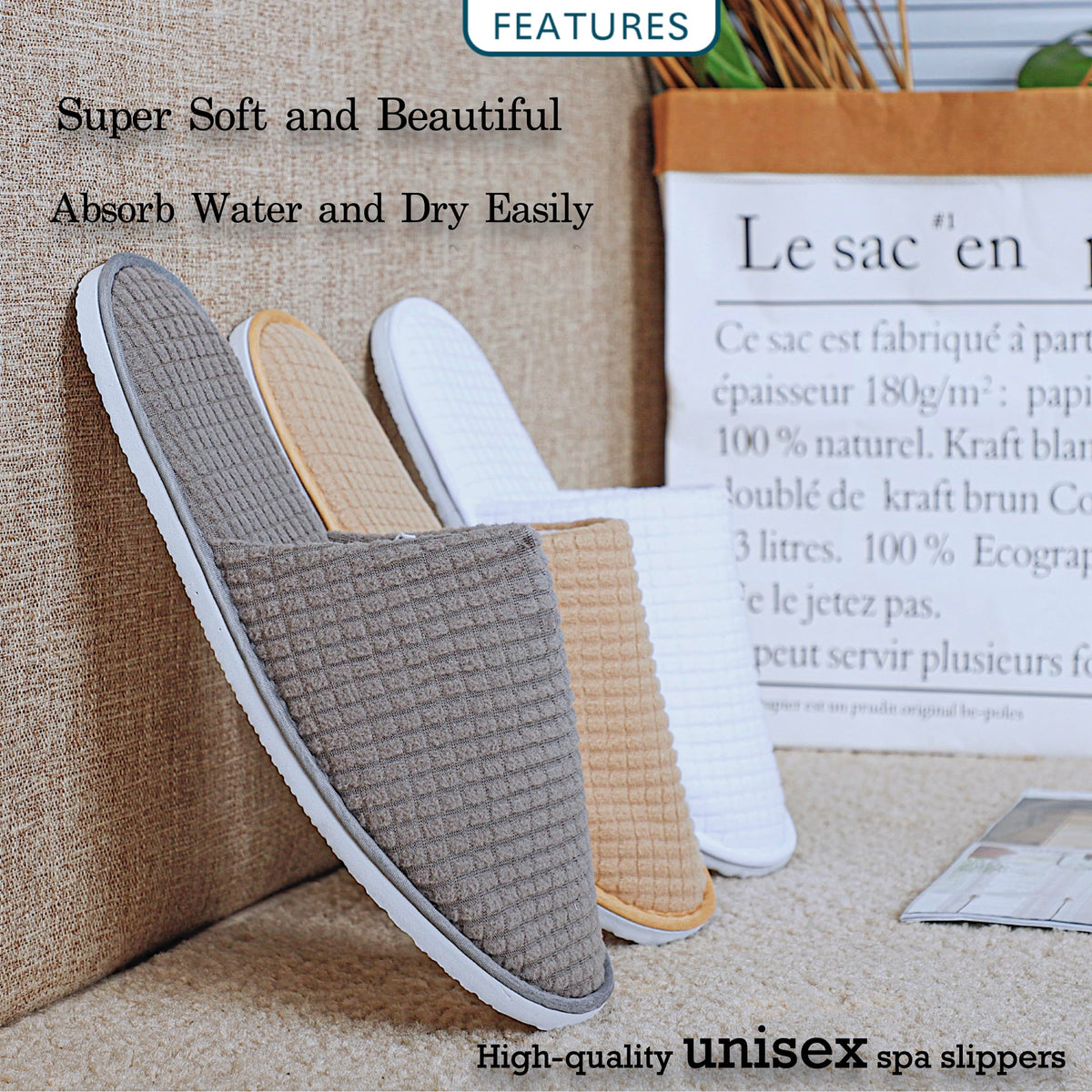 OSTADARRA spa slippers packaged individually for guests