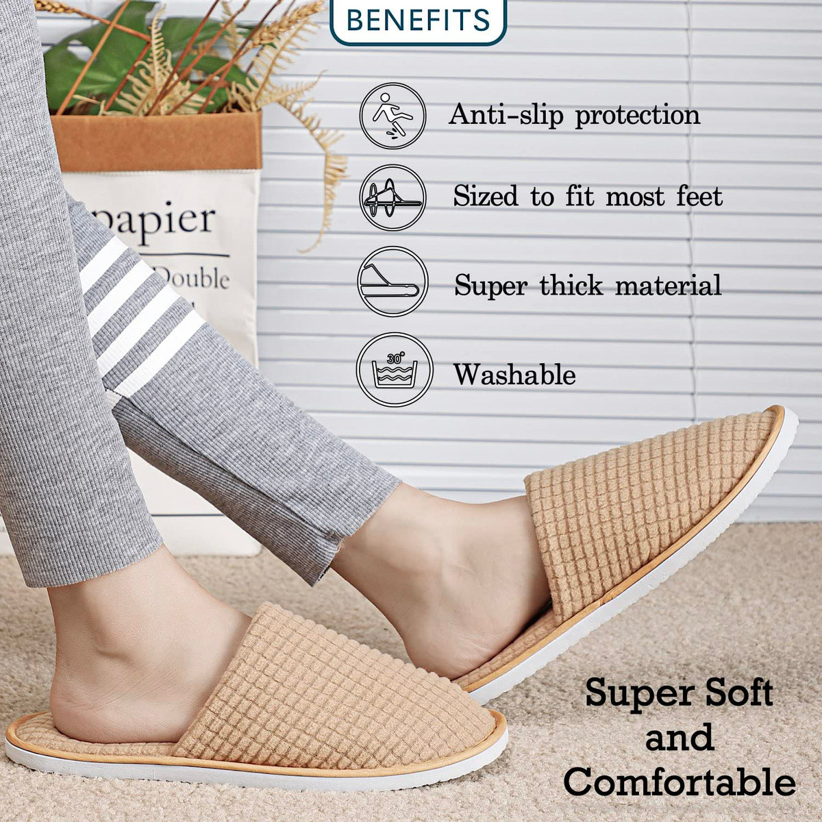 OSTADARRA Spa Slippers showing size labels