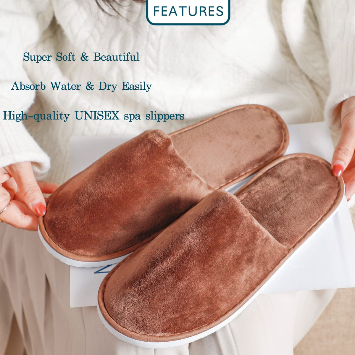 OSTADARRA Spa Slippers showing size labels for men and women