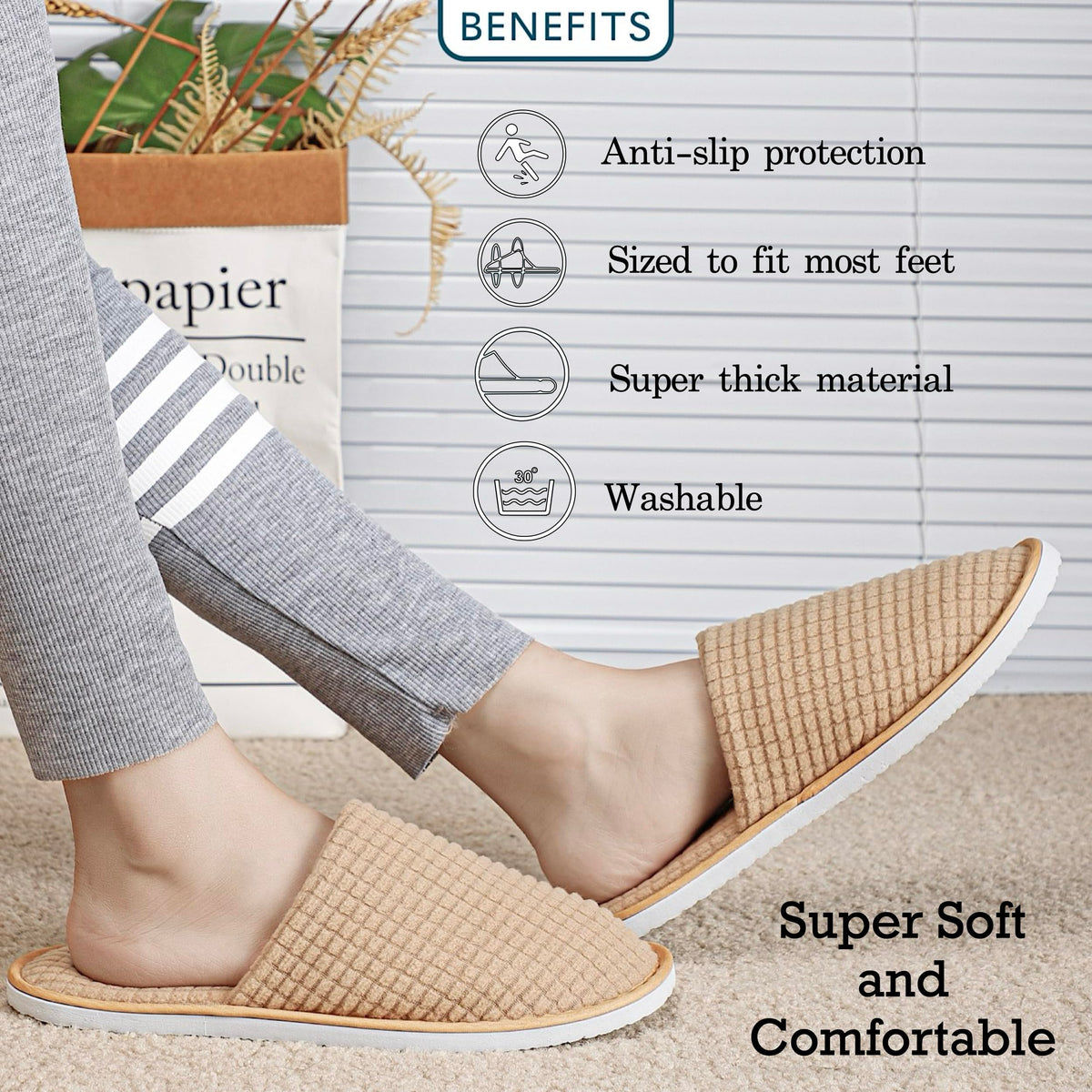 OSTADARRA Spa Slippers showing size labels for men and women