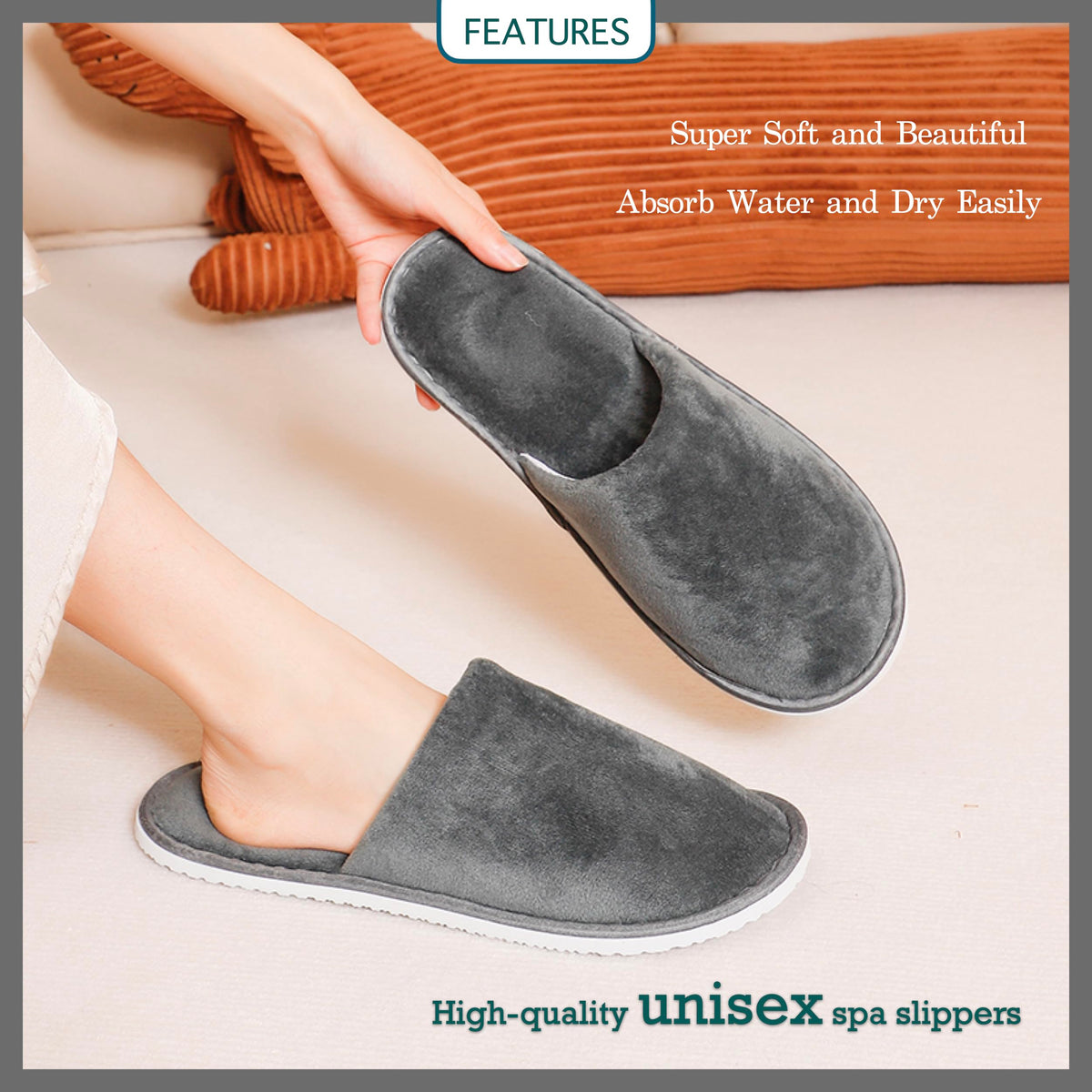 OSTADARRA spa slippers side view showcasing EVA non-slip sole