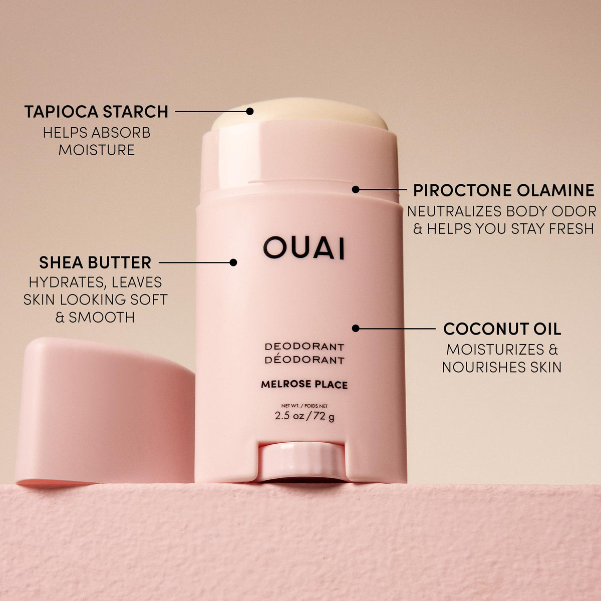 OUAI Aluminum Free Deodorant Melrose Place application on skin
