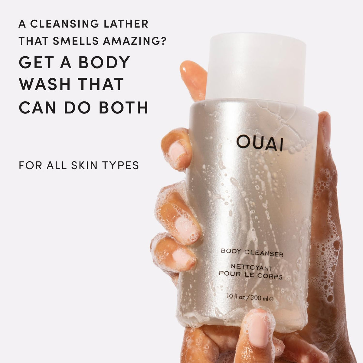 OUAI Body Cleanser 10 Fl Oz back view displaying ingredients