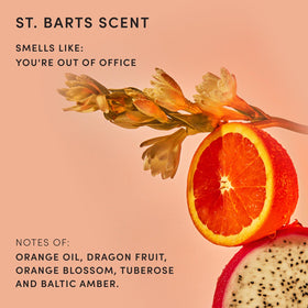 OUAI Body Cleanser St. Barts bottle with tropical decor