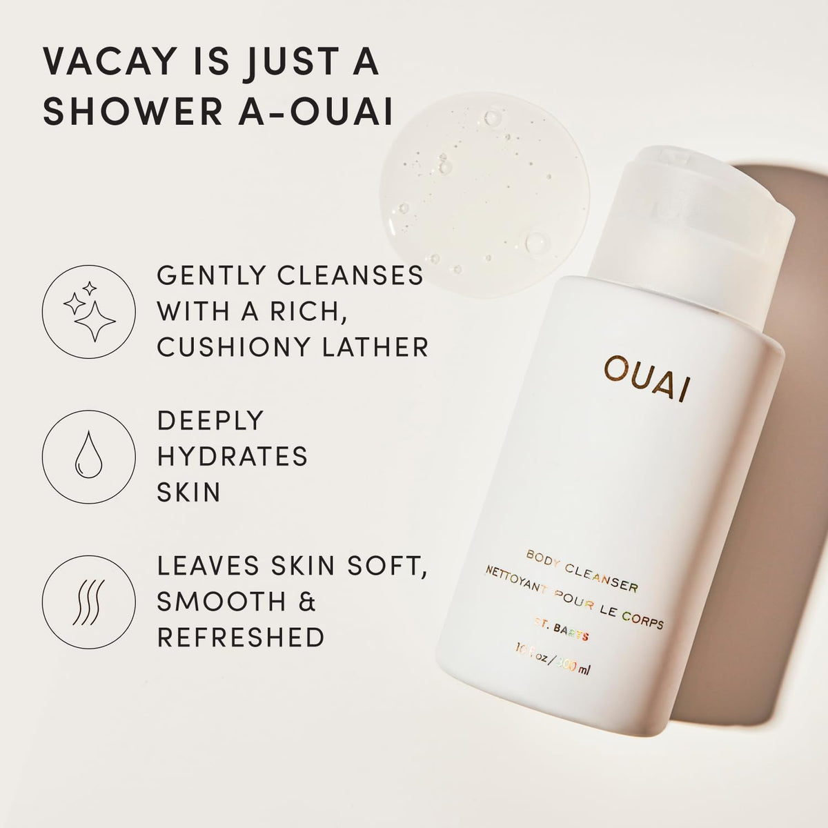 OUAI Body Cleanser St. Barts ingredients list on the back