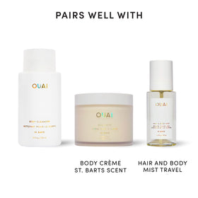 OUAI Body Cleanser St. Barts packaging with floral accents