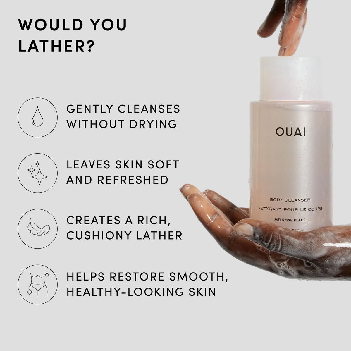 OUAI Body Cleanser with floral scent ingredients