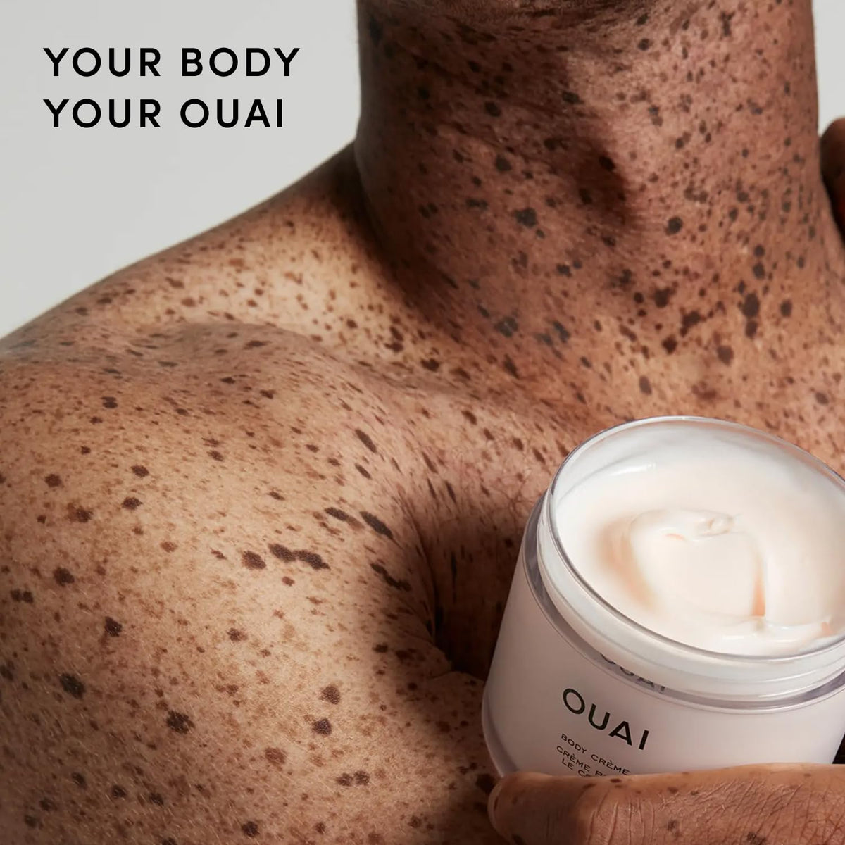 OUAI Body Cream 7.5 oz application on skin