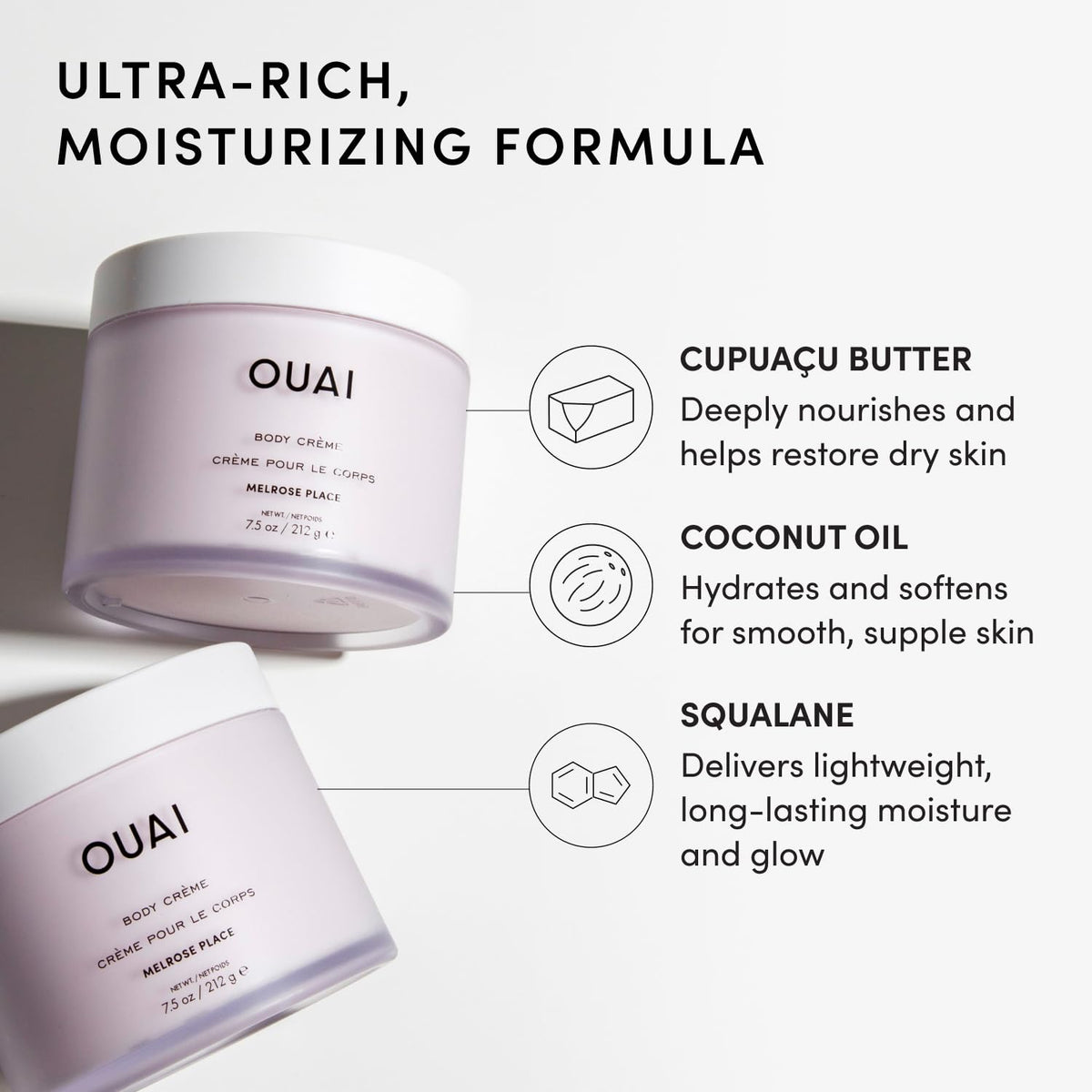 OUAI Body Cream 7.5 oz with Cupuaçu butter ingredient