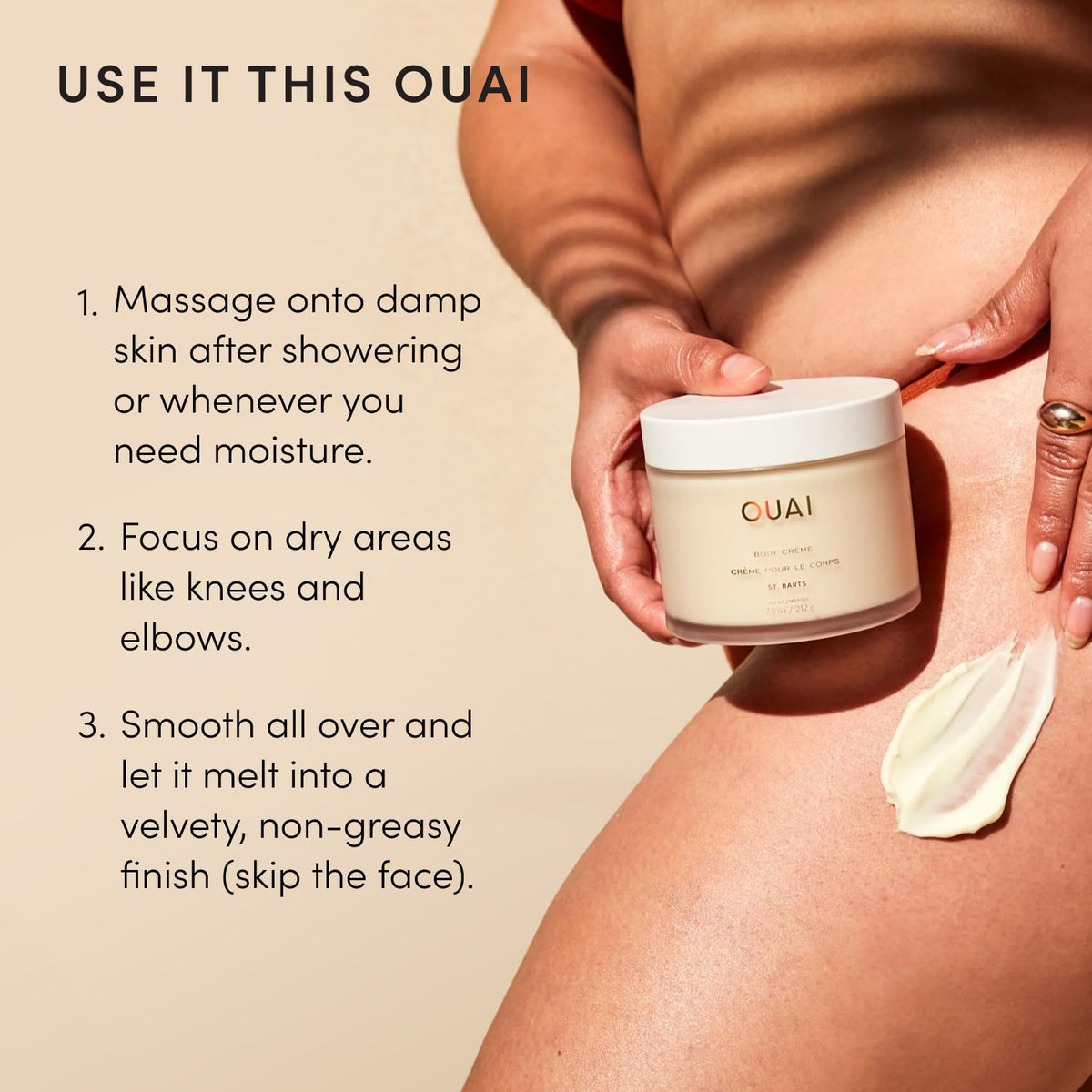 OUAI Body Cream in a bathroom setting