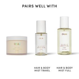 OUAI Body Cream with a towel and flowers
