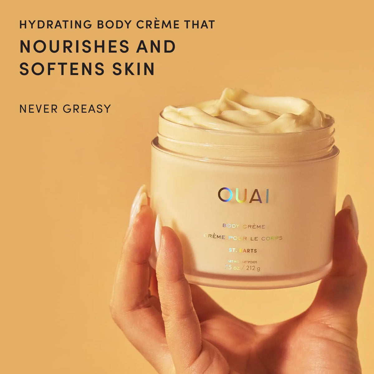 OUAI Body Crème St. Barts packaging side view