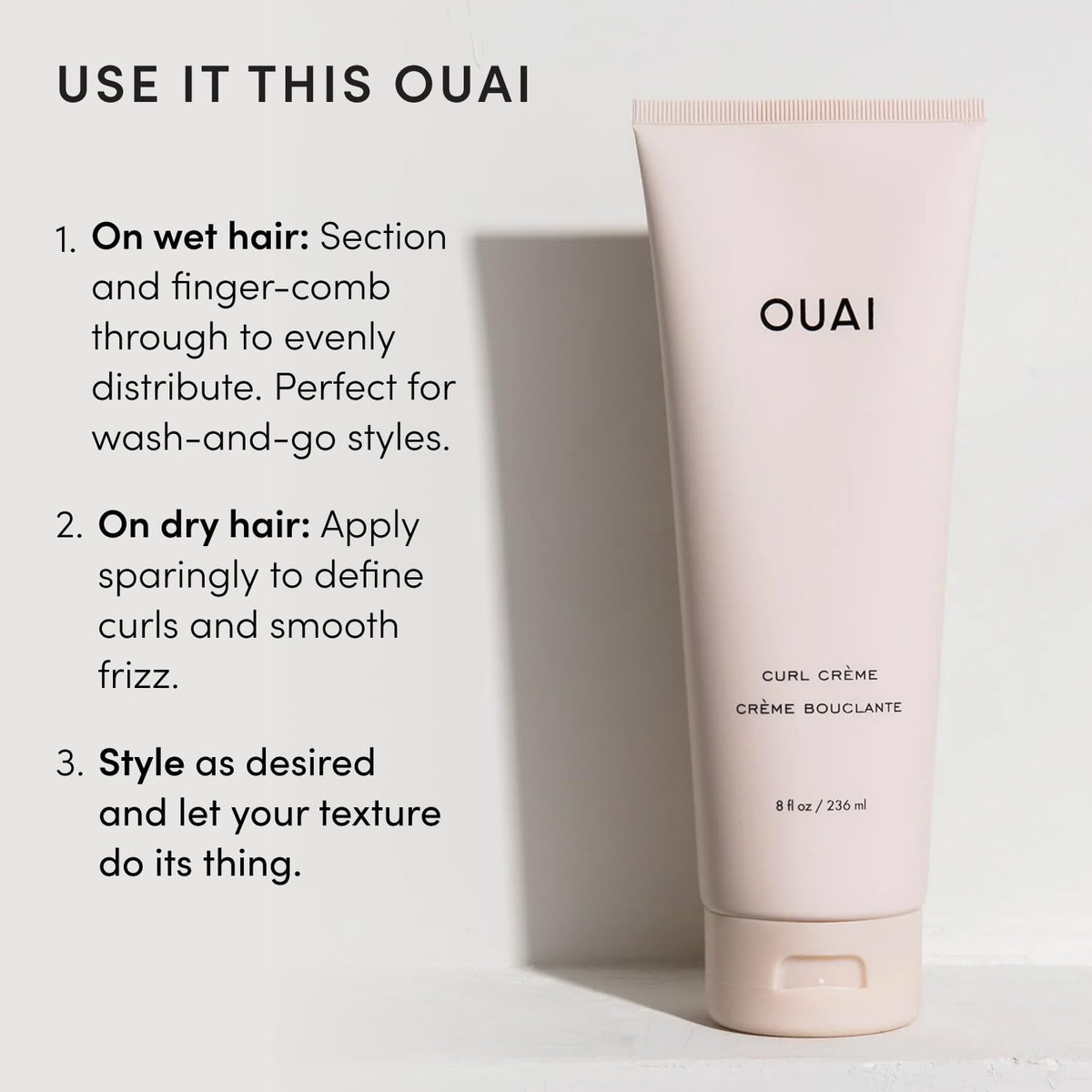 OUAI Curl Defining Cream packaging details