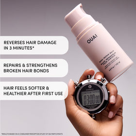 OUAI Detox Shampoo and Bond Repair Balm lifestyle scene