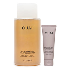 OUAI Detox Shampoo and Bond Repair Balm set front view