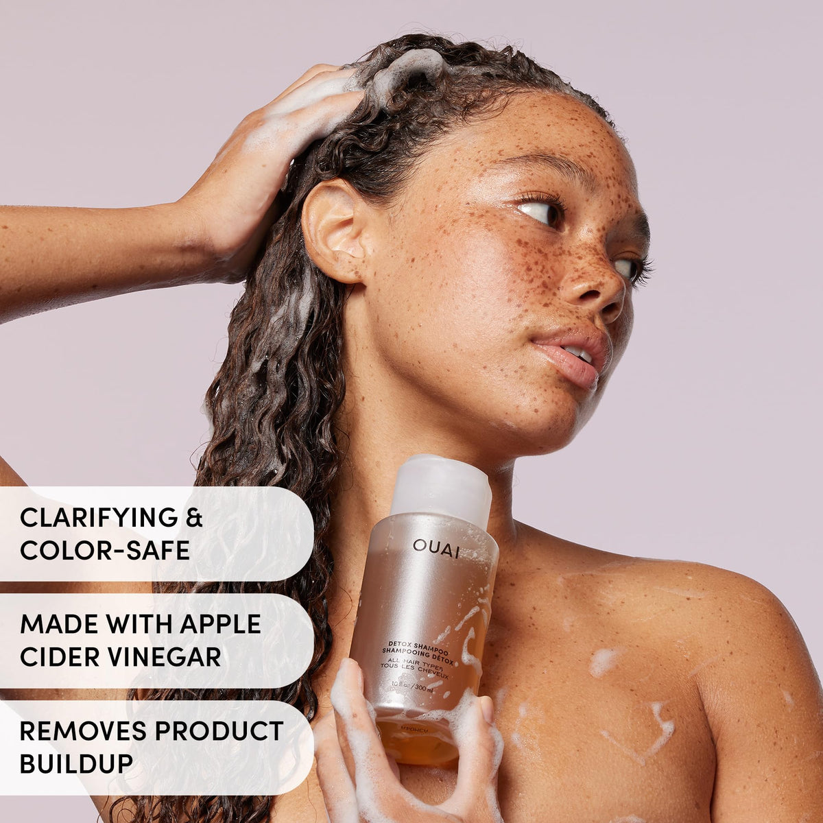 OUAI Detox Shampoo back label close-up