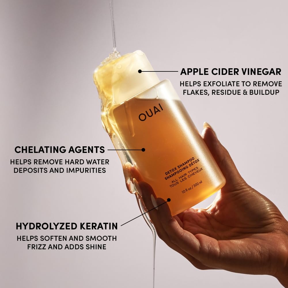 OUAI Detox Shampoo Travel Size 3 oz with travel accessories