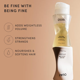OUAI Fine Conditioner bottle close-up with ingredients