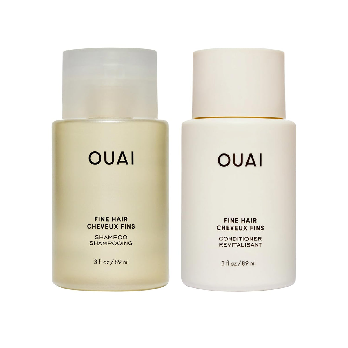 OUAI Fine Hair Shampoo 3 Oz travel size bottle front view