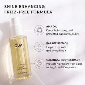 OUAI Hair Oil 1.5 Fl Oz displayed with fresh flowers