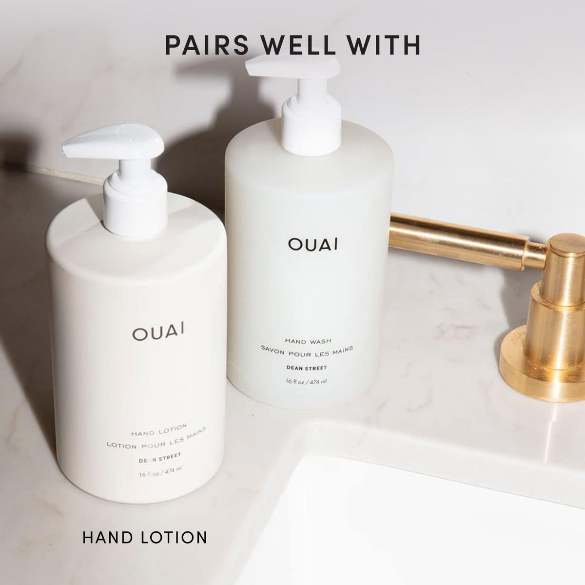 OUAI Hand Wash Dean Street 16 Fl Oz in use with hands