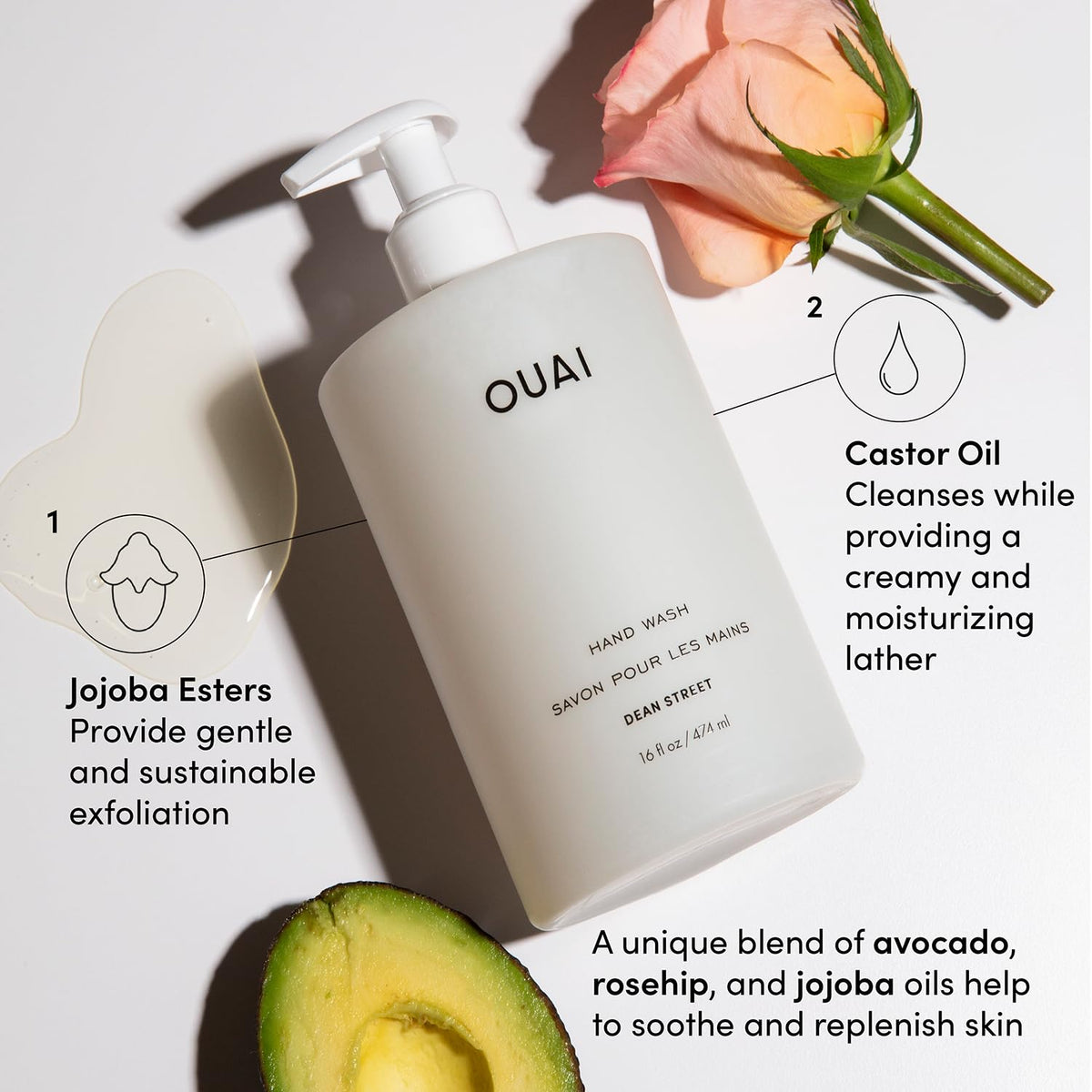 OUAI Hand Wash Dean Street 2 Pack back view with ingredients
