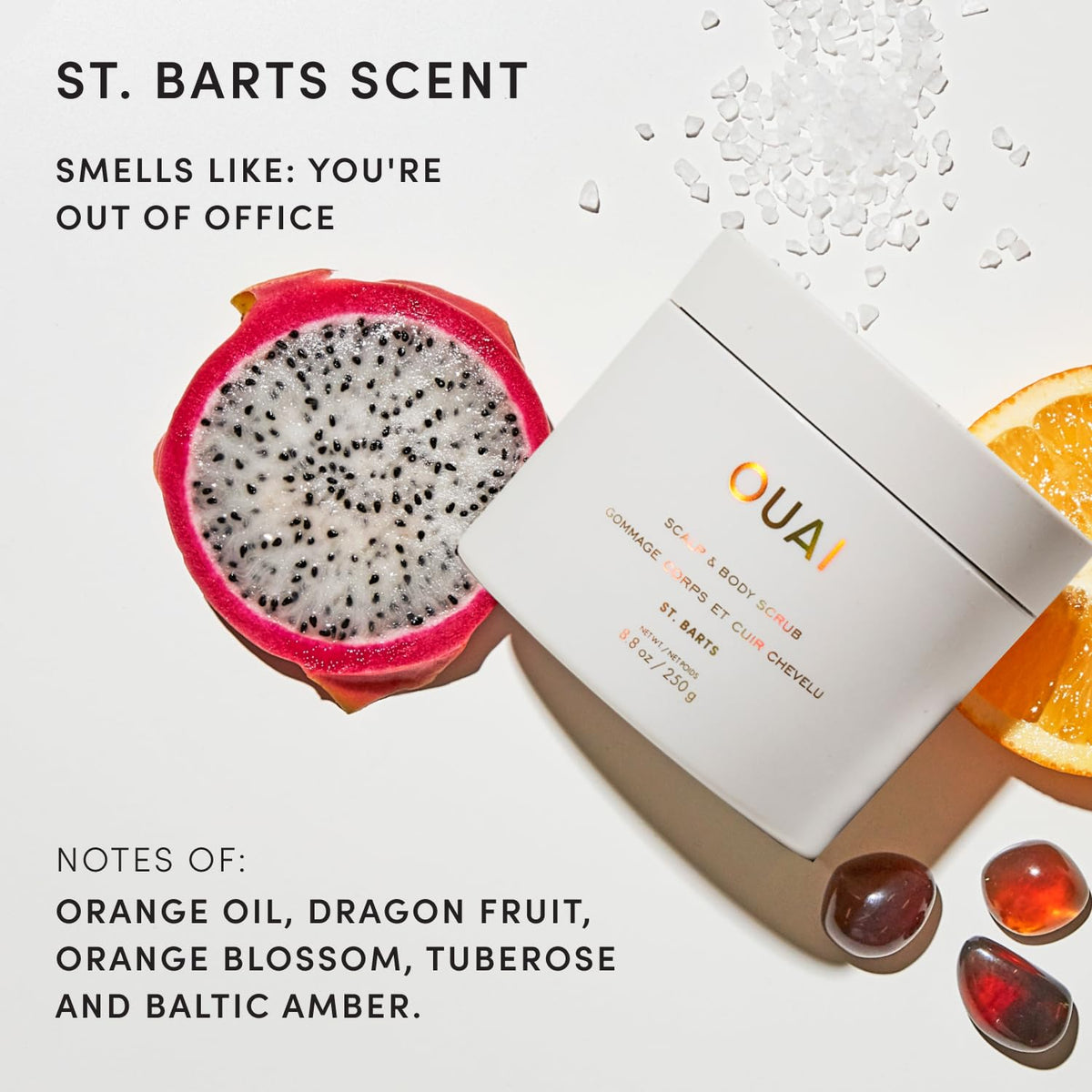 OUAI Scalp & Body Scrub 3.4 oz St. Barts application on skin